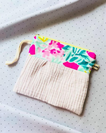 Breezi 01: Müslin Makyaj Çantası/ Fermuarlı Mini Organizer/ Bez El Çantası