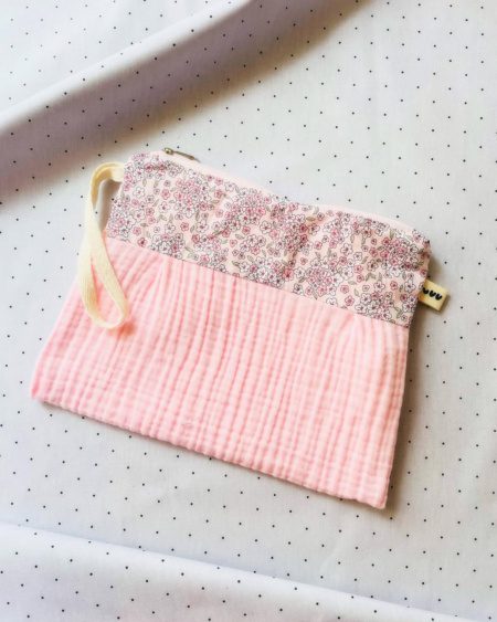 Breezi 03: Müslin Makyaj Çantası/ Fermuarlı Mini Organizer/ Bez El Çantası