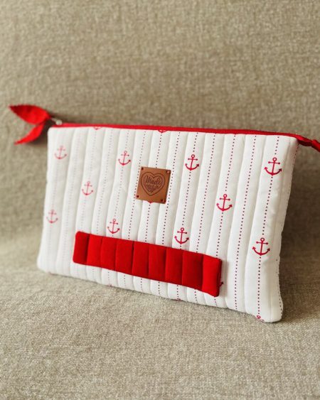 Minoa 01: Kapitoneli Pamuklu Tablet Kılıfı Fermuarlı, Taşıma Kulplu | el yapımı çanta